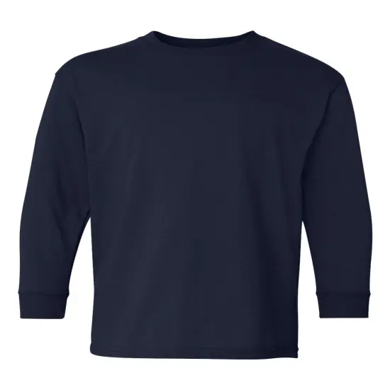Gildan&reg; Heavy Cotton Youth Long Sleeve Crew-Neck T-Shirt Navy {1}