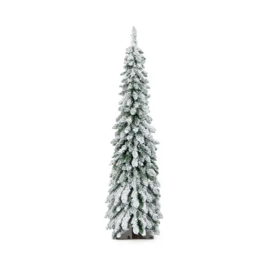 4/5/6 Feet Pre-Lit Artificial Christmas Tree Snow-Flocked Slim Pencil Xmas Decor {1}