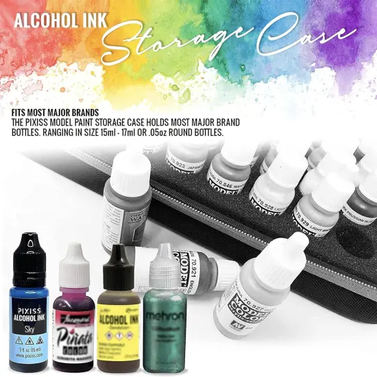 Alcohol Ink Storage Carrying Case Organizer by Pixiss, Large Size Stores 60x 0.5-Ounce Bottles of Alcohol Ink, Stickles, Glossy Accents or Reinkers, Travel Case (Ink not Included) {5}