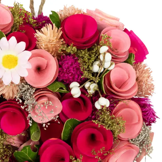 Northlight Mixed Floral and Berries Artificial Valentine's Day Heart Wreath - 10.25" Red {4}