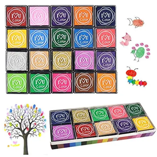 20 Colors Ink Stamp Pads, Washable Craft Stamp Pad DIY Color for Rubber Stamps, Paper, Scrapbooking, Wood Fabric, Best DIY Gift for Kids &ndash; Gtlzlz {2}