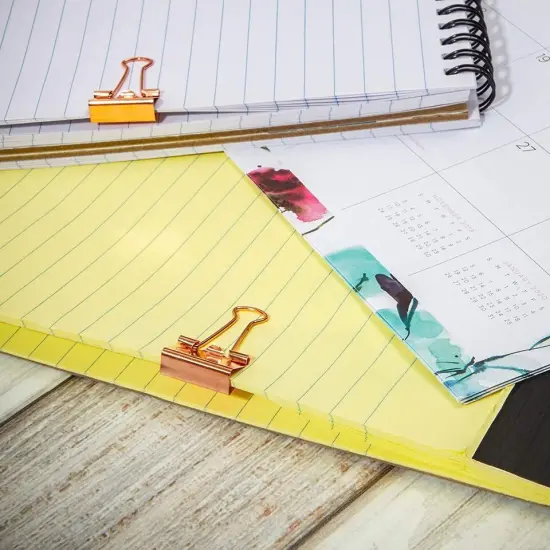 100 Pack Small Binder Clips 3/4 Inch, Rose Gold Paper Clamp. {3}