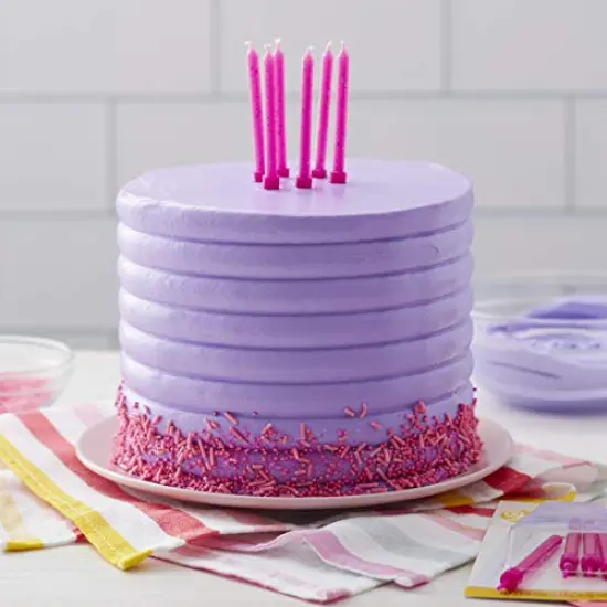 10 Pieces Birthday Glitter Candles - PINK {1}