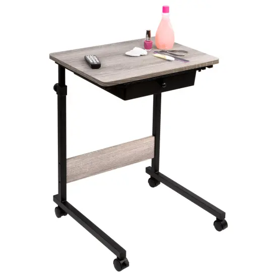 Adjustable C-Shaped Side Table with Wheels and Drawer (Home Craft Use) {4}