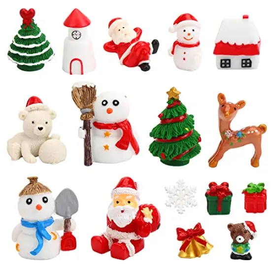 DIYASY Christmas Miniature Figurines,30 Pcs Mini Crafts Resin Santa Claus Snowman Elk Ornaments Kit for DIY Christmas Fairy Garden and Snow Globes {3}