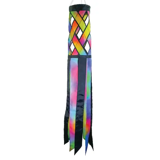 In the Breeze 5215 &mdash; Jewel Diagonal Weave 40" Windsock &mdash; Colorful Lattice Windsock with Color-Coordinated Tails {1}