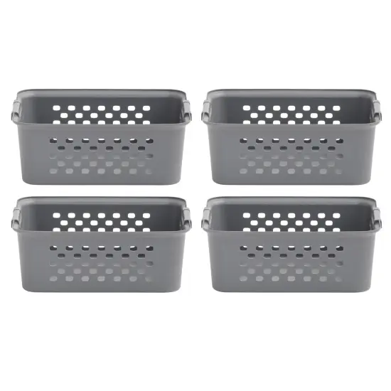 IRIS USA Medium Organizer Storage Basket, Gray, Pack of 4 {1}