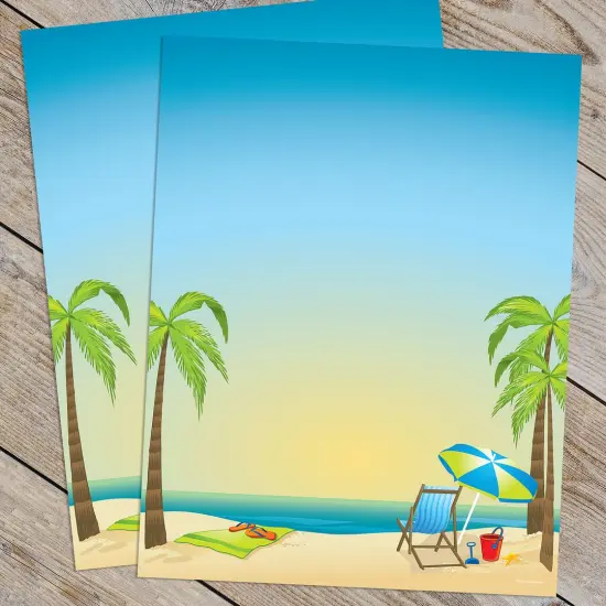 Great Papers! By the Beach Stationery Letterhead, Invitations and Announcements, Printer Friendly, 8.5"x11", 80 Pack {3}