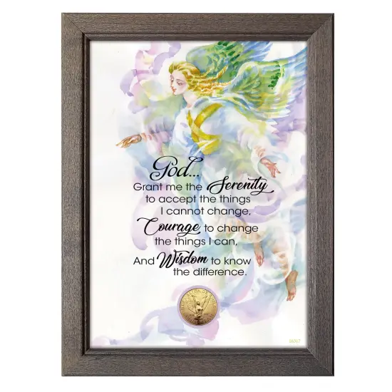 Serenity Prayer With Angel Coin in 5x7 Frame {1}