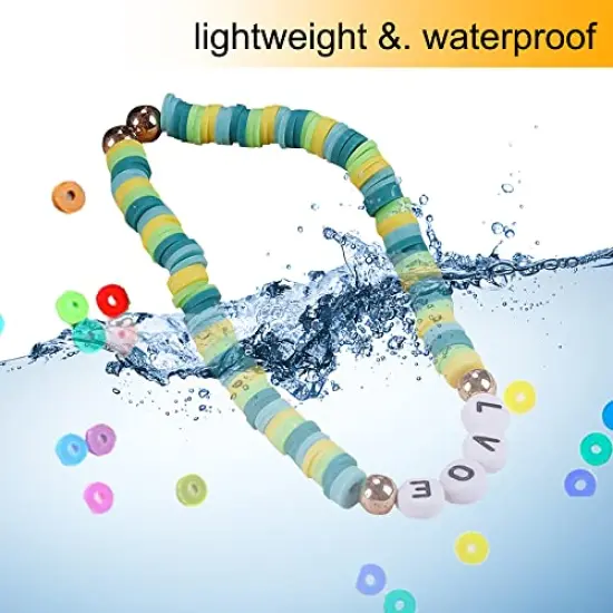 3600 PCS 10 Strands Clay Beads Polymer Clay Beads for Jewelry Making, Vinyl Heishi Beads 6mm for Surfer Bracelets Necklace Making (Blue) {3}