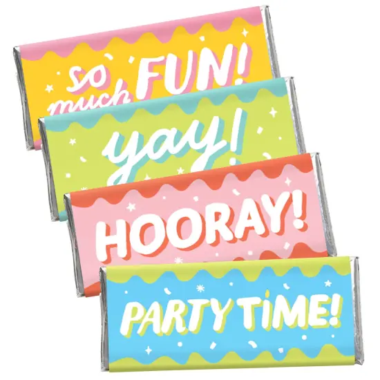 Big Dot of Happiness Party Time - Candy Bar Wrapper Happy Birthday Party Favors - Set of 24 {1}