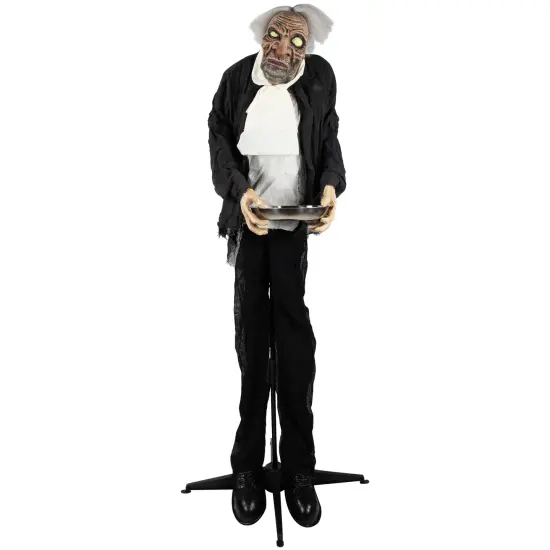 Northlight LED Lighted Animated Butler with Sound Halloween Decoration - 5.5' - Clear Lights Gray {3}