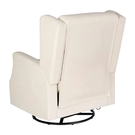 Merrick Lane Abby 3-in-1 Wingback Manual Recliner Rocker Swivel Glider Chair Cream {4}