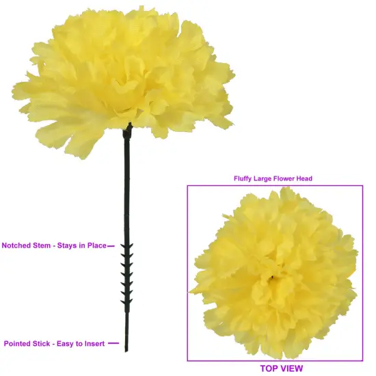 100-Pack: Yellow Silk Carnation Flower Picks, Floral Home by Artificial Flowers {2}