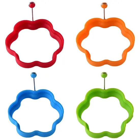 4 Non-Stick Silicone Egg Frying Mold Rings for Pancakes {1}