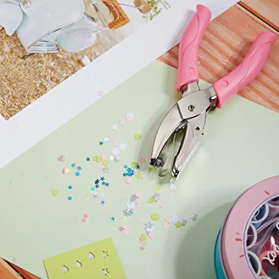 3 PCS Handheld Hole Paper Punch Metal Single Hole Paper Punch Punchers with Soft Grip and 0.25 Inch Circle 0.2 Inch Star 0.22 Inch Heart Holes for DIY Craft Tags Clothing Ticket Scrapbook Tool {5}