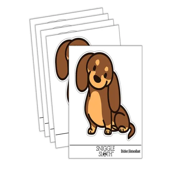 Dachshund Sitting Tilting Head Wiener Dog Waterproof Vinyl Phone Tablet Laptop Water Bottle Sticker Set - 5 Pack {2}