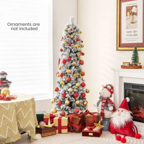 Slim Pencil Xmas Decor Pre-Lit Artificial Christmas Tree {4}