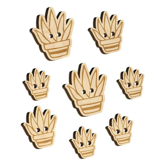 Hand Drawn Cactus Succulent Doodle Wood Buttons for Sewing Knitting Crochet DIY Craft {7}