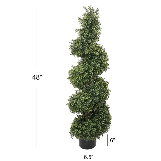 4ft Spiral Boxwood Topiary Tree in Black Pot, Floral Home by Artificial Flowers {2}