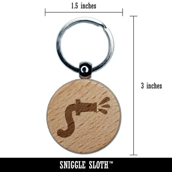 Fire Hose Firefighter with Water Engraved Wood Round Keychain Tag Charm {2}