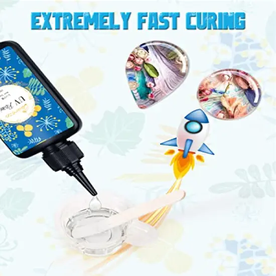 Bsrezn 400g UV Resin Hard, Crystal Clear UV Cure Epoxy Resin Kit Premixed Resina UV Transparent Solar Activated Glue for Jewelry Making Fast Curing {4}