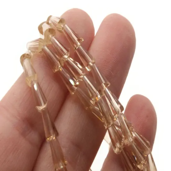 64 8mm Peach Pink Cone Glass Triangle Beads {2}