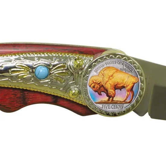 Colorized Buffalo Nickel Pocket Knife {2}
