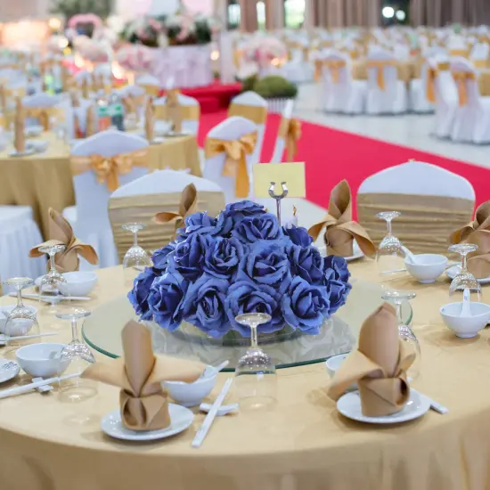 100-Pack: Royal Blue Silk Rose Picks, 8" Stems, 3" Wide, Floral Home by Artificial Flowers {4}