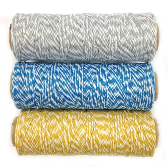 Wrapables Cotton Baker's Twine 4ply 330 Yards (Set of 3 Spools x 110 Yards) for Gift Wrapping, Party Decor, and Arts and Craft (Grey, Blue, Dark Yellow) {1}