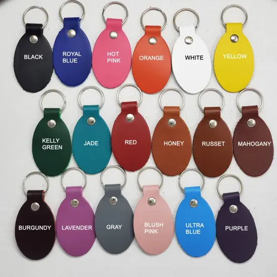 Oval Leather Keychains Kit &ndash; Full-Grain Latigo, DIY Personalization Ready, 10 Pack Ultra Blue {5}