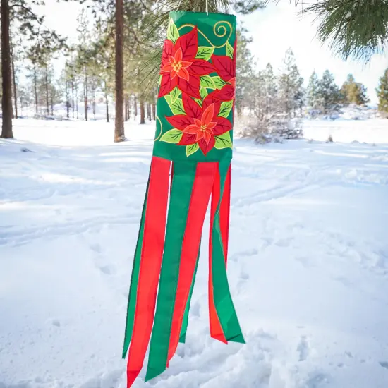 In the Breeze Poinsettia 40 Inch Windsock - Hanging Winter Decoration - Outdoor Holiday d&eacute;cor {3}