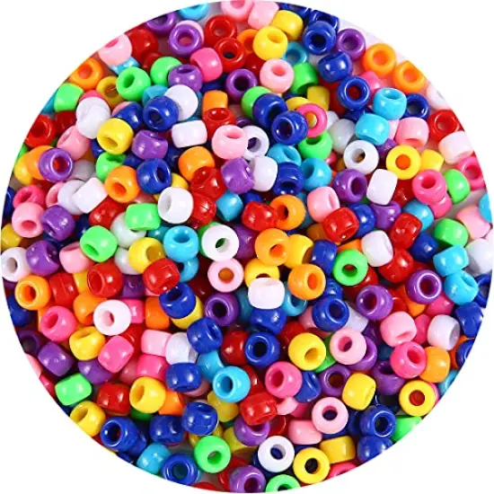 1000+ pcs Pony Beads, Multi-Colored Bracelet Beads for Hair Braids, Crafts, Plastic Beads (Medium Pack, Classic)&hellip; {2}