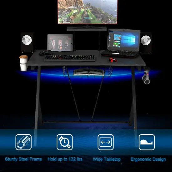 Multifunctional K-Shaped Gamer Desk with Display Support Plate {5}
