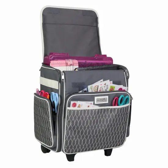 Collapsible Rolling Scrapbook & Featherweight Case, Grey & White {1}