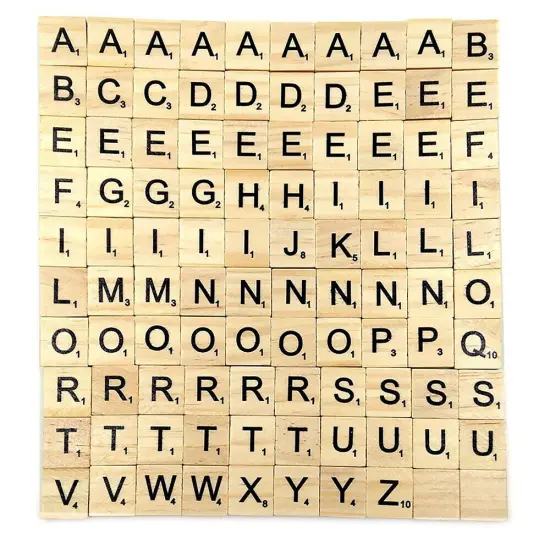 Full Set Wooden Scrabble Letter Tiles for Replacement {2}