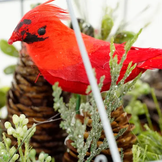 Northlight Cardinal Boxwood Artificial Christmas Greenhouse Arrangement - 9" - Red and Green {4}