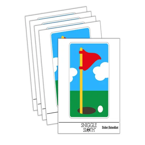 Golf Hole Flag Waterproof Vinyl Phone Tablet Laptop Water Bottle Sticker Set - 5 Pack {2}