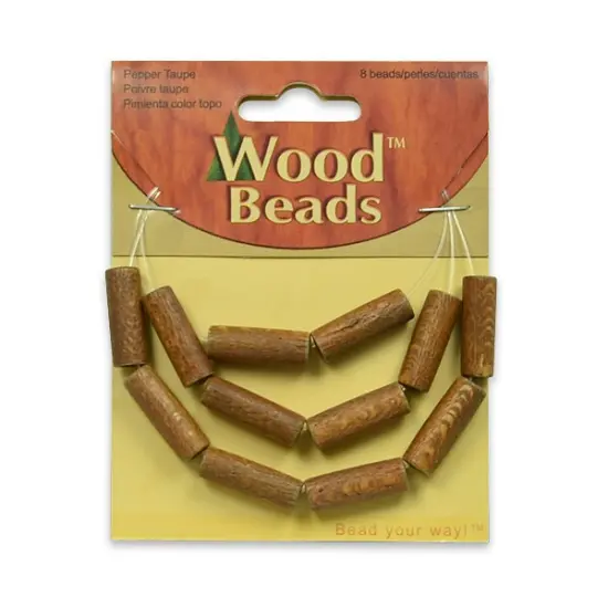 6 Packs of Wooden Tube Beads - Brown - 21x7mm - 12 pcs. {1}