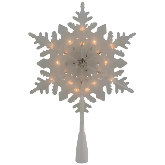 Northlight 10" Lighted White Frosted 3-D Snowflake Christmas Tree Topper - Clear Lights {6}