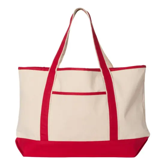 Large Canvas&reg; - Deluxe Tote 34.6L - Elevate Your Everyday Carry with Unmatched Elegance Natural/ maroon {2}