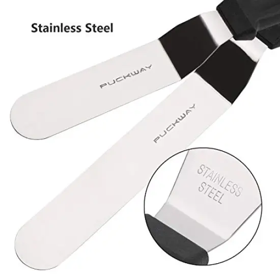 Angled Icing Spatula, Stainless Steel Offset Spatula, Cake Spatula Set of 2 Black 6, 8 inch Blade {2}