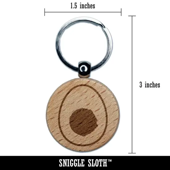 Egg and Yolk Engraved Wood Round Keychain Tag Charm {2}