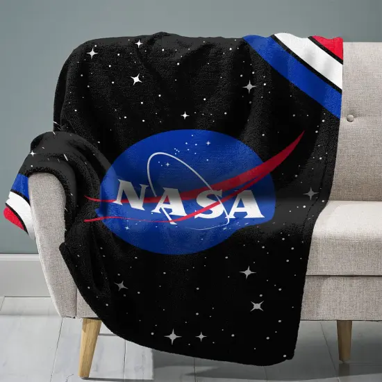 Sleep Squad Nasa Logo 60&rdquo; x 80&rdquo; Plush Throw {1}