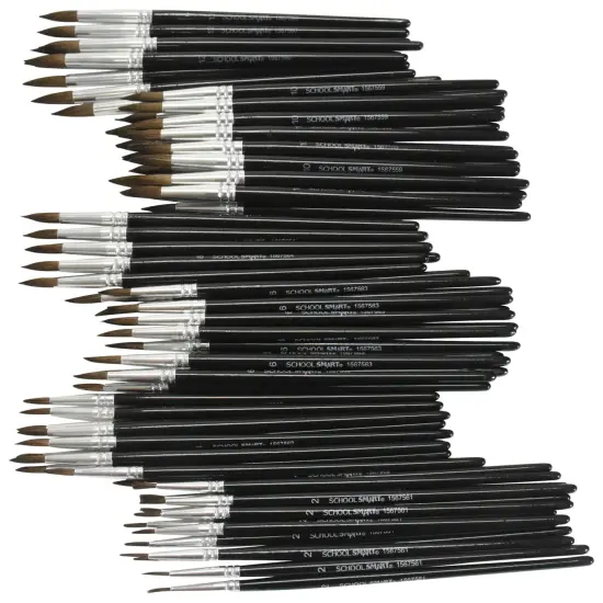 School Smart Synthetic Watercolor Paint Brushes, Assorted Sizes, Set of 72 {3}