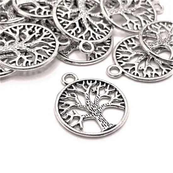 Kitcheniva Silver Tree of Life Round Celtic Charms {3}