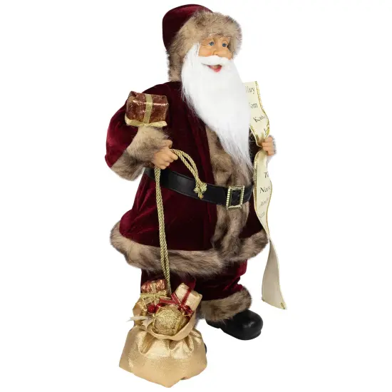 Northlight Woodland Standing Santa Claus Christmas Figure with Name List - 24" Red {4}