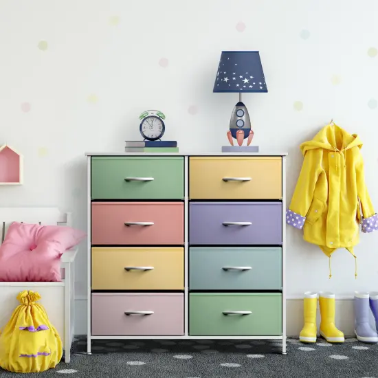 Sorbus Extra Wide Dresser Organizer With 8 Drawers - Large Storage Furniture for Bedroom, Hallway, Living Room, Nursery & Closet Tie dye pastel {4}