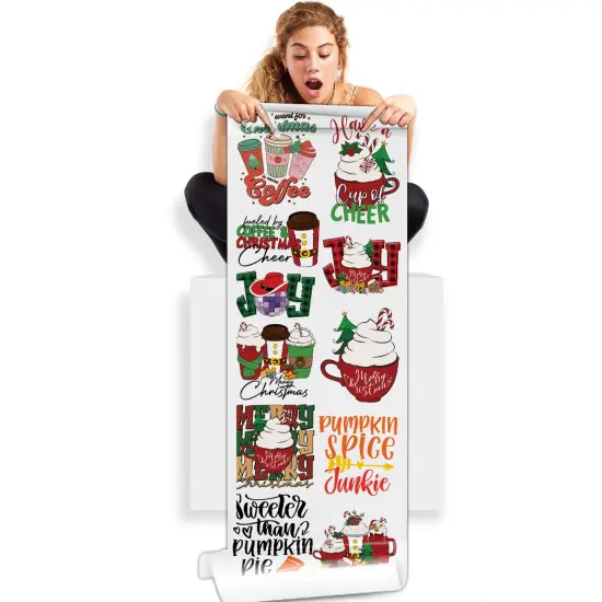 Fueled by Coffee and Christmas Cheer: DTF Gang Sheets - 22x60 Ready to Press , Direct to Film Transfer, Personalized Heat Print {1}