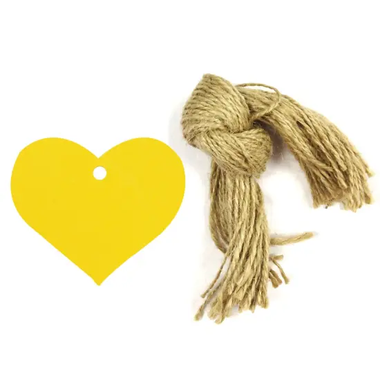 Wrapables 50 Gift Tags with Free Cut Strings, True Heart, Yellow {1}